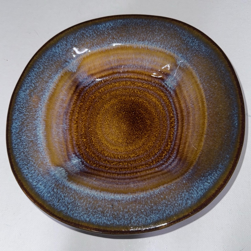 Bill Campbell pottery swirl square base bowl 8.5” diameter